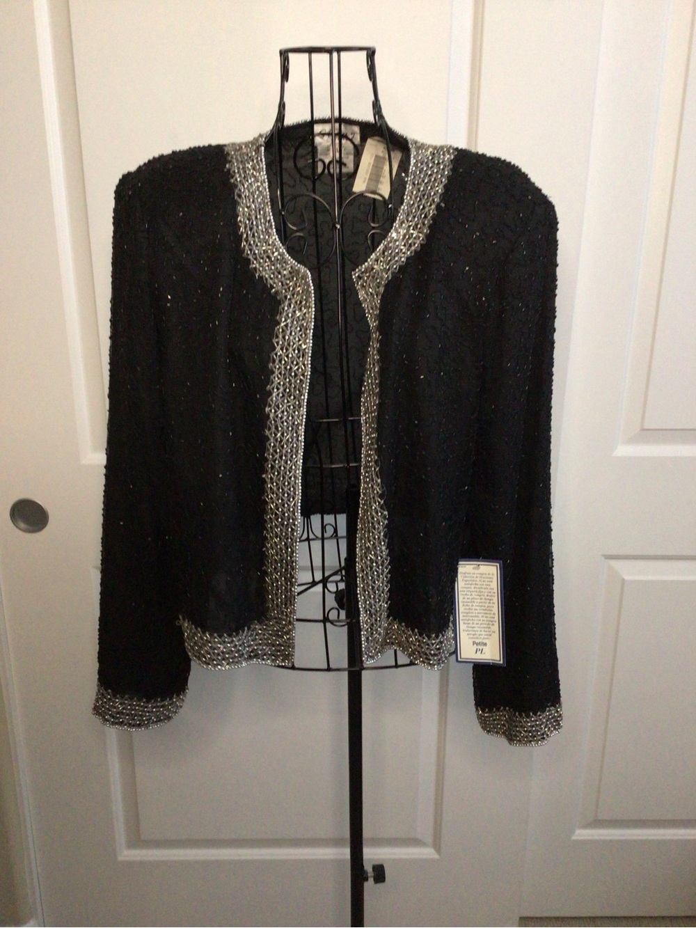 Stenay Black Beaded Jacket with Silver Trim